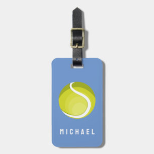 Trendy Tennis Ball Personalised Blue Luggage Tag