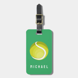 Trendy Tennis Ball Personalised Green Luggage Tag