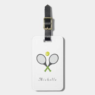 Trendy Tennis Racquet and Ball Personalised Luggage Tag