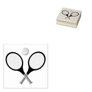 Trendy Tennis Racquet and Ball  Rubber Stamp