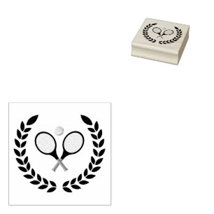 Trendy Tennis Racquet and Ball  Rubber Stamp