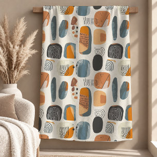 Trendy Terracotta Black Shapes Throw Blanket Art