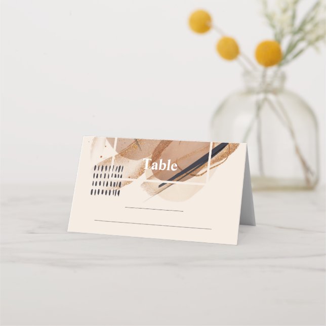 Trendy Terracotta brown hues copper glitter Place Card (Front)