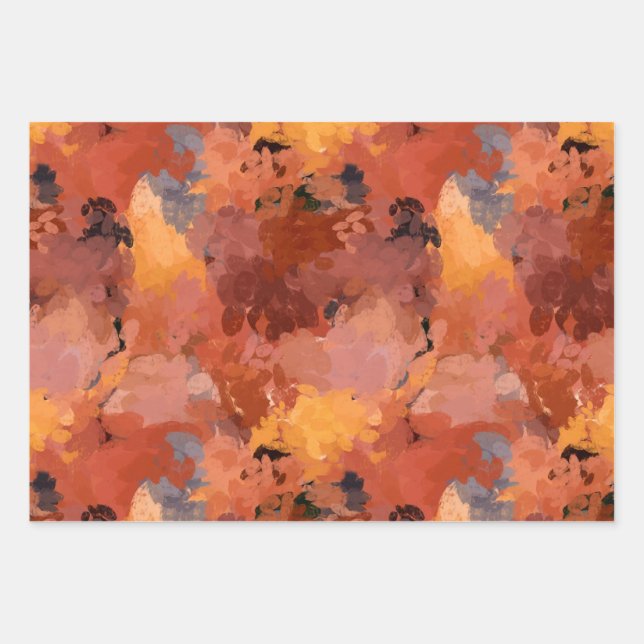 Trendy Terracotta Brown Orange Abstract Pattern Wrapping Paper Sheet (Front)