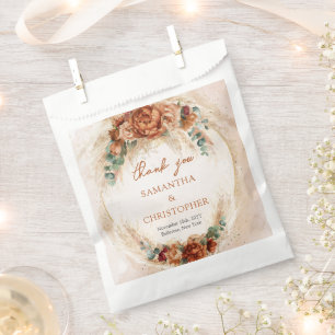 Trendy Terracotta burgundy flowers greenery pampas Favour Bags