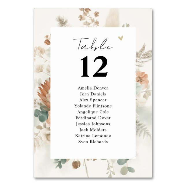 Trendy Terracotta Flower Modern Seating Table Number (Front)