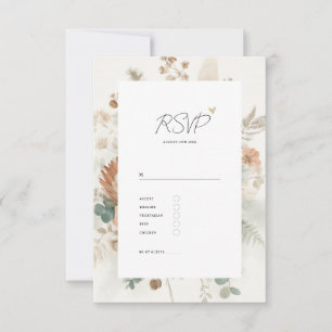 Trendy Terracotta Flowers and Meal Wedding RSVP Card