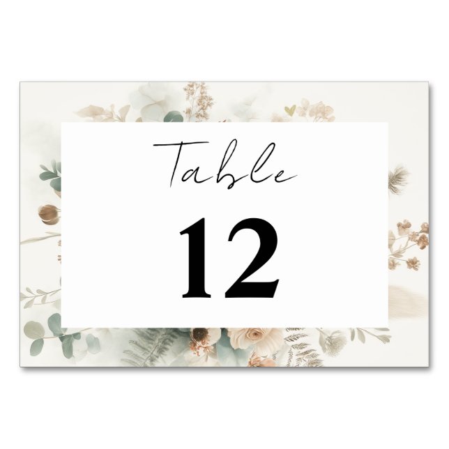 Trendy Terracotta Flowers Elegant Wedding Table Number (Front)