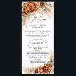 Trendy terracotta pampas grass eucalyptus menu<br><div class="desc">Trendy terracotta pampas grass eucalyptus wedding dinner menu This trendy popular design is perfect for all boho or tropical style Events. Design is featured watercolor hand painted pampas grass reeds mixed dried palm leaves mixed terracotta flowers and mixed burnt orange roses and mixed burgundy flowers roses mixed rusty earthy tones...</div>