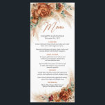 Trendy terracotta pampas grass eucalyptus menu<br><div class="desc">Trendy terracotta pampas grass eucalyptus wedding dinner menu This trendy popular design is perfect for all boho or tropical style Events. Design is featured watercolor hand painted pampas grass reeds mixed dried palm leaves mixed terracotta flowers and mixed burnt orange roses and mixed burgundy flowers roses mixed rusty earthy tones...</div>