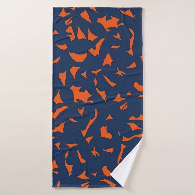 Trendy Terrazzo Confetti Pattern - Navy Blue and B Bath Towel Set (Bath Towel)