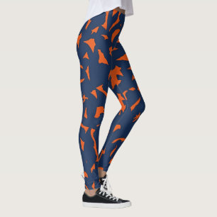 Trendy Terrazzo Confetti Pattern - Navy Blue and B Leggings