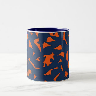 Trendy Terrazzo Confetti Pattern - Navy Blue and B Two-Tone Coffee Mug