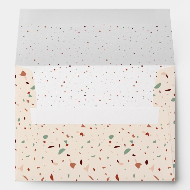 Trendy Terrazzo Pattern in Terracotta & Mint Green Envelope (Back (Bottom))