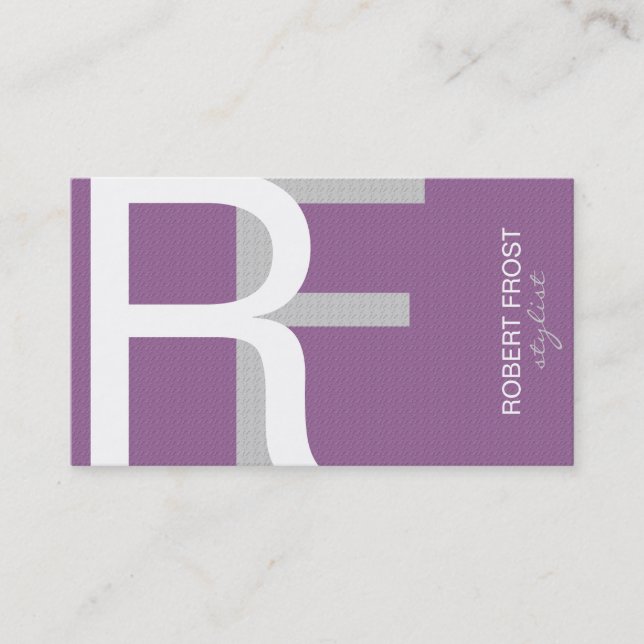 Trendy Textured Monogram  CHOOSE BACKGROUND COLOR Business Card (Front)
