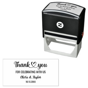 Trendy Thank You Heart Couple Name Typography Text Self-inking Stamp
