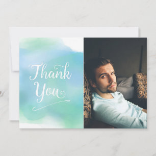 Trendy Thank You Photo Card blue