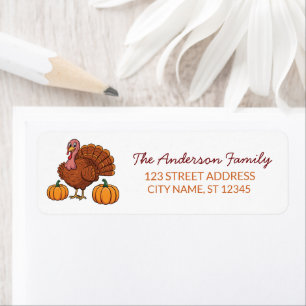 Trendy Thanksgiving Turkey Pumpkin Return Address 