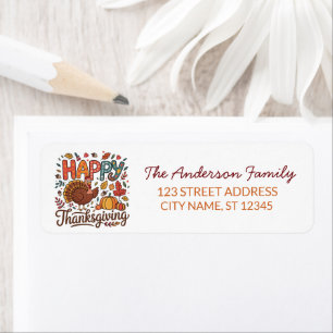 Trendy Thanksgiving Turkey Pumpkin Return Address 
