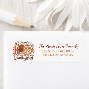 Trendy Thanksgiving Turkey Pumpkin Return Address 