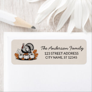 Trendy Thanksgiving Turkey Pumpkin Return Address