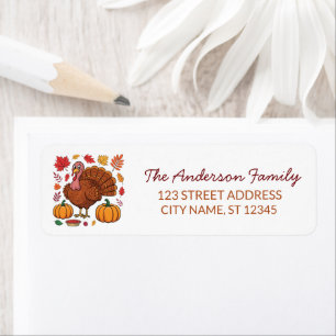 Trendy Thanksgiving Turkey Pumpkin Return Address