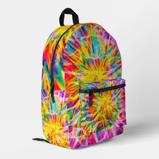Trendy Tie Dye Printed Backpack (Back Corner Left)