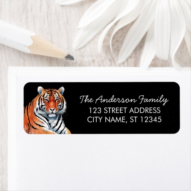 Trendy Tiger Return Address Black  (Insitu)