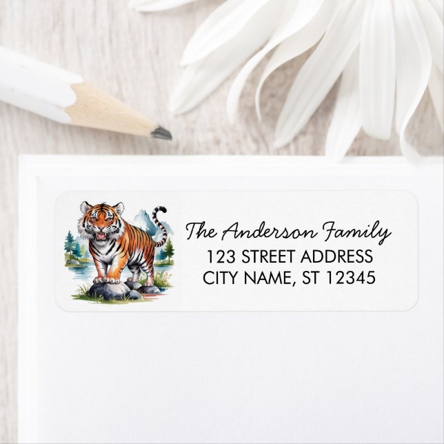 Trendy Tiger Return Address Black  (Insitu)