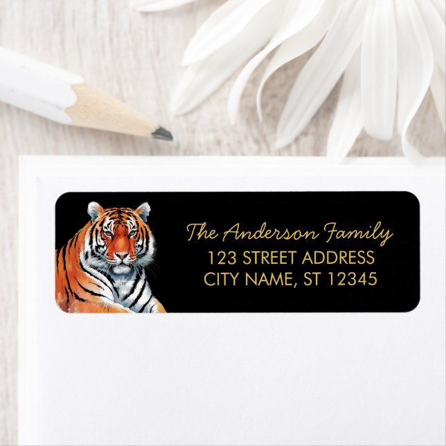 Trendy Tiger Return Address Black Gold  (Insitu)