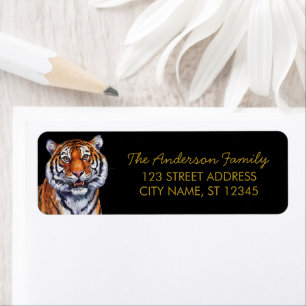 Trendy Tiger Return Address Black Gold 