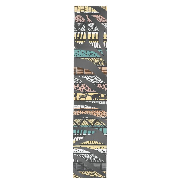 Trendy Tribal African Pattern Zebra Print Medium Table Runner (Front)