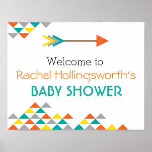 Trendy Tribal & Arrow Baby Shower Welcome Poster