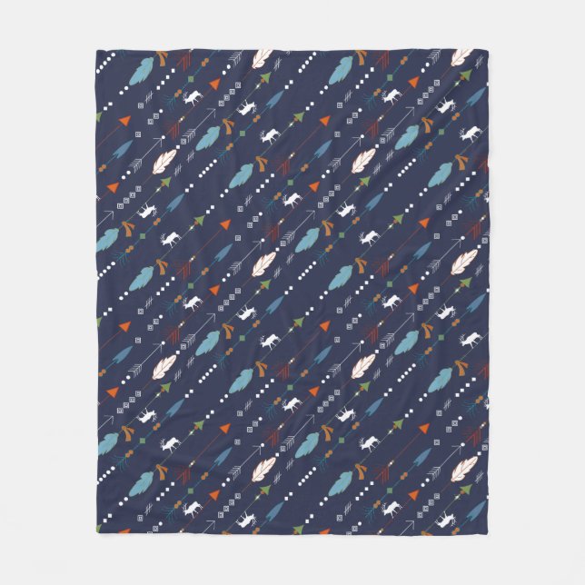 Trendy Tribal Moose & Feathered Arrow Personalised Fleece Blanket (Front)