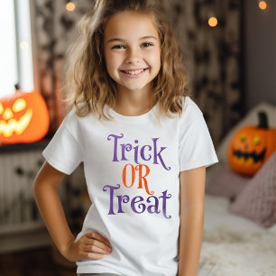 Trendy Trick or Treat Purple and Orange Halloween T-Shirt