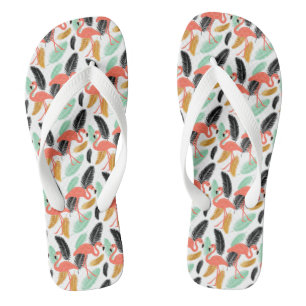 Trendy Tropical Flamingo Pattern Flip Flops