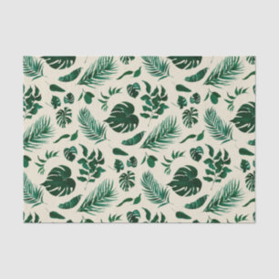 Trendy Tropical Foliage Green Leaves Pattern Tissue Paper