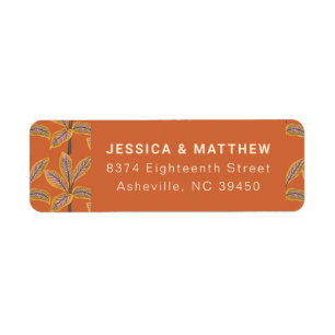 Trendy Tropical Palm Trees Orange Return Address