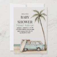Trendy tropical Summer surfing Beach Baby Shower