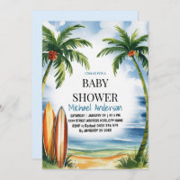 Trendy tropical Summer surfing Beach Baby Shower 