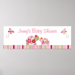 Trendy Tropical Turtle Baby Shower Banner Sign