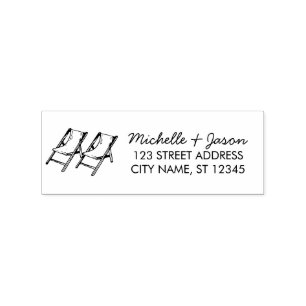 Trendy Tropical Two Chairs Wedding Return Address  Rubber Stamp