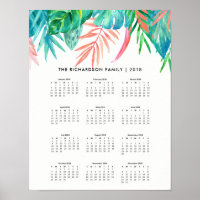 Trendy Tropical Watercolor | 2018 Calendar