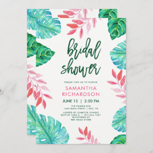 Trendy Tropical Watercolor Bridal Shower Invitation