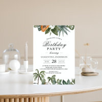 Trendy Tropical Watercolor Green Leaves
