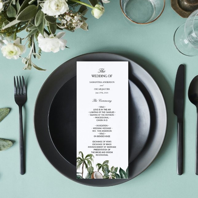 Trendy Tropical Watercolor Green Leaves Menu (Creator Uploaded)