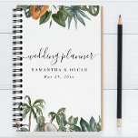 Trendy Tropical Watercolor Green Leaves Planner<br><div class="desc">Trendy Tropical Watercolor Green Leaves</div>