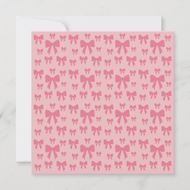 Trendy Tulip Pink Bows Pattern On Boho Chic Pink Card (Front)