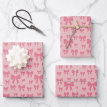 Trendy Tulip Pink Bows Pattern On Boho Chic Pink