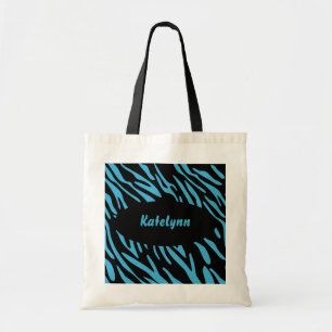 Trendy Turquoise and Black Zebra Stripes Bag